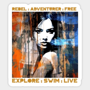 rebel adventurer, swimming v4 Sticker